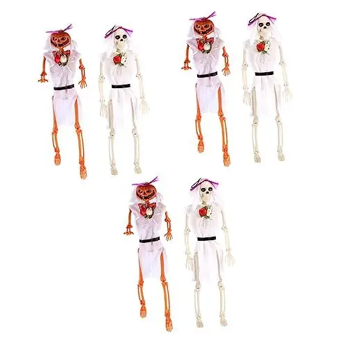 Produktbild: ABOOFAN 6 Stk Halloween-schädelskelett Spukhaus Requisiten Hängende Dekoration Für Halloween Simulation Kürbisskelett Halloween-knochen Diy-verzierung Echte Person Perri Braut Weiß Plastik