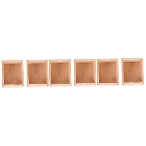 Produktbild: ABOOFAN 6 Stk Möbel Ornamente Einrichtungsgegenstände aus Holz Mini-Gartenzubehör Zubehör für Zubehör aus Holz Mini-Zubehör Minikorb Minihaus-Korb hölzern Obst- und Gemüsekorb Bambus