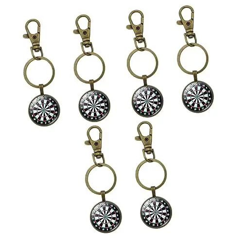 Produktbild: ABOOFAN 6 Stück Schlüsselanhänger Einzigartiger Taschenanhänger Dartscheiben-Charms Anhänger Ziel-Schlüsselanhänger Darts-Ziel- Ring