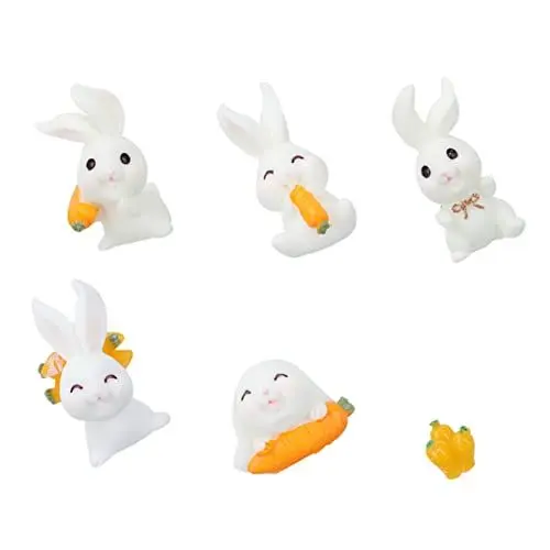 Produktbild: ABOOFAN 6st Mikro-landschaftskaninchen Osterfiguren Miniatur-tierstatue Osterhasen-Statue Mini-häschen-spielset-Modell Tischdekoration Zu Ostern Hasenpuppe Schreibtisch Harz Requisiten