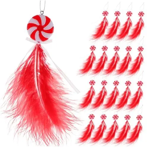 Produktbild: ABOOFAN 80 STK Candy Weihnachtsschmuck-Set Mit 20 Stück Weihnachtsbaumschmuck Verzaubert Süßigkeiten Weihnachtsdekoration Weihnachtsfeier Liefert Weihnachtsbaum Rot Acryl