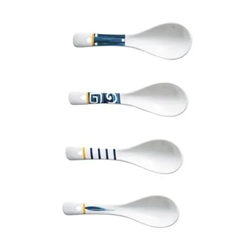 Produktbild: ABOOFAN 2 Sets Keramik-suppenlöffel Im Japanischen Design Set Mit Reissuppenlöffeln Utensilienlöffeln Für Zuhause 4 Stück * 2