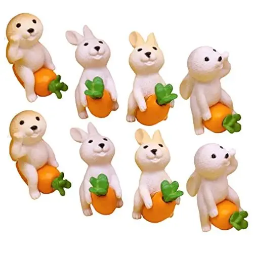 Produktbild: ABOOFAN 8st Karotte-Kaninchen-verzierung Osterhasenfiguren Kaninchen-tischdekoration Mikro-Ornamente Kaninchen Für Mikrolandschaft Kaninchen Für Blumentopf Osterhasen-Dekorationen PVC