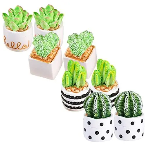 Produktbild: ABOOFAN 8st Künstlicher Kaktus Faux Saftig Mini-Terrarium Autoinnenraumverzierungen Glasfiguren Mini-Kaktus Kunstpflanzen Miniatur Home Decor Minifiguren - - Harz Drinnen Büro Kleine Möbel