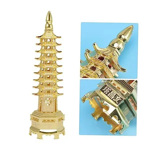 Produktbild: ABOOFAN 9-lagiges Metallturm-Ornament Haushaltsornamente Goldmetallturm-gebäude Handwerksfigur Wohnkultur
