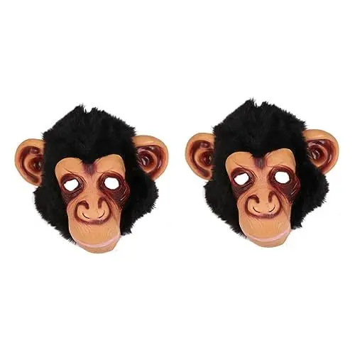 Produktbild: ABOOFAN Affenmasken 2 Stück Halloween-Orang-Utan-Kostüm Schimpansen-Mundmasken Gesicht Mit Vollem Kinder-Affenhaar Tier-Gorilla-Kopfmaske Kleid Große Party Neuheit Lustig Horror Up-Cover
