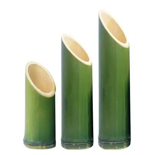 Produktbild: ABOOFAN Blumenvase In Bambusform 3 Stück Handgefertigt Natürliche Bambusrohrpflanze Blumenbehälter Japanischer Chinesischer Stil Tischdekoration Für Zuhause Büro Schlafzimmer