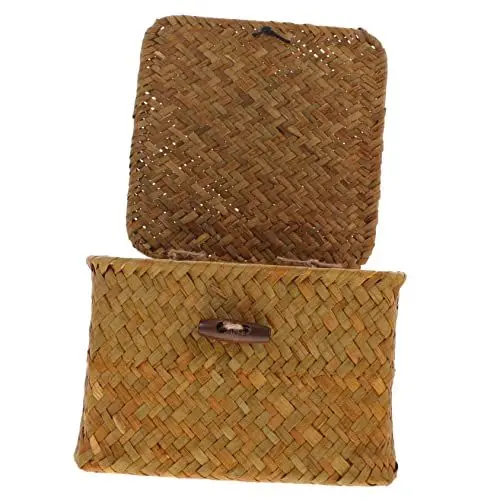 Produktbild: ABOOFAN Box Leer Rattan Box Desktop Make Up Organizer Retro Geflochtene Körbe Zur Aufbewahrung Mit Deckel Korb Mit Deckel Geflochtener Korb Für Regale Spielzeugbehälter