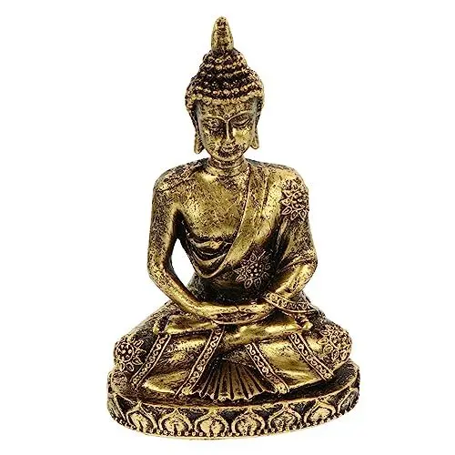 Produktbild: ABOOFAN Sitzende Buddha Statue Aus Bronze Dekorative Skulptur Für Schreibtisch Und Für Meditation Und Feng Shui Geschnitzt Antik