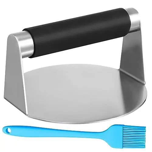 Produktbild: ABOOFAN Robustes Fleischpresse-grillbürsten-set Runde Hamburger-patty-presse Silberfarben Für Das Kochen Im Freien Zufällige Farbe