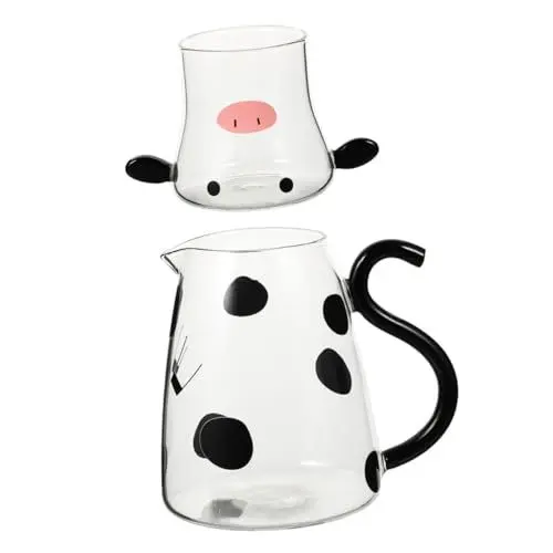 Produktbild: ABOOFAN Cartoon Milchkännchen Wasserkaraffen Am Bett Milchkaraffe Wasserflasche Wasserkrüge Mit Großem Fassungsvermögen Nachtwasserkrug Mit Tasse Glas Getränkedose Nachts