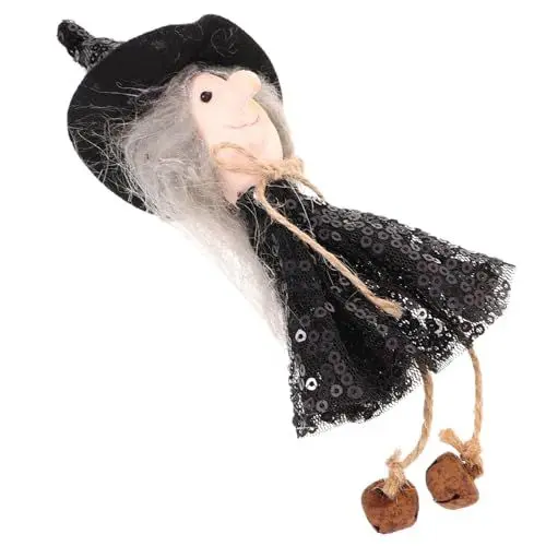 Produktbild: ABOOFAN Festival-Halloween- Halloween Theme Halloween Dekoration wanddeckoration swor Hexenpuppenfigur Fliegende Party zarte Hexenfigur Halloween hängende Hexenpuppe Stoff Black