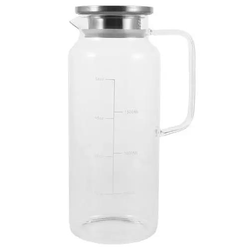 Produktbild: ABOOFAN Glaskrug Mit Deckel 1800 Ml Transparente Wasserkaraffe Teeglas Mit Griff Saftbehälter Für Heiße Kalte Getränke Eistee-Küche