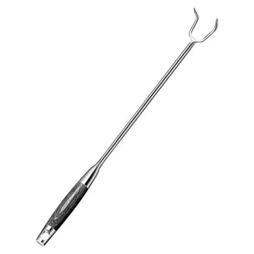 Produktbild: ABOOFAN Fleischhaken Mit Griff Grillhaken Praktischer Bratstab Raucherhaken Grillbraten Fleischwender Griff Fleischhaken Lebensmittel Fleisch Haken Flipper Grillgabel Holzgriff Rostfreier Stahl