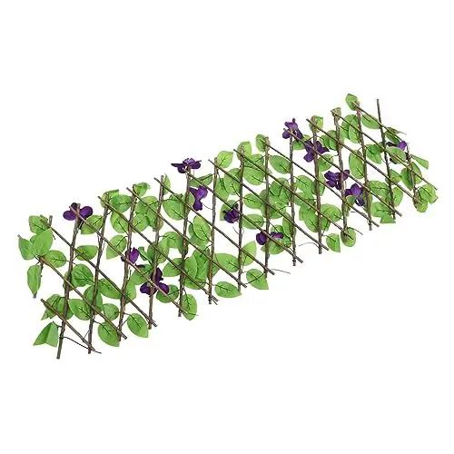 Produktbild: ABOOFAN Grüne Zaunwand Künstliche Grüne Blätterwand Erweiterbarer Sichtschutzzaun Künstliche Heckenplatten Sichtschutzwand Im Freien Faux-grün-panel Holz Dekorationen Teleskopisch