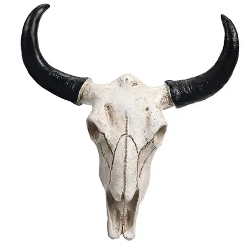 Produktbild: ABOOFAN Kuhschädel Wanddekoration Lange Hörner Kuhschädel Wandbehang Künstlicher Longhornschädel Künstlicher Stierkopf Wandskulptur Bauernhaus