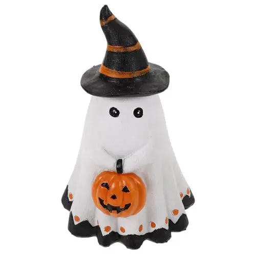 Produktbild: ABOOFAN Halloween-Harz-Geisterfigur Weiße Geisterskulptur Kürbis-Geisterfigur Gruselige Geisterornamente Feengarten-Statue Puppenhaus-Zubehör