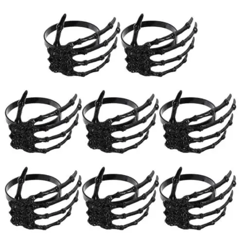 Produktbild: ABOOFAN Halloween-Serviettenringe 6 Stück Geisterhand-Serviettenring Skelett-Hand-Serviettenringhalter Serviettenringe Serviettenschnallen Halloween-Tischdekoration