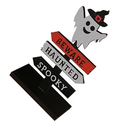 Produktbild: ABOOFAN Halloween Tischdekoration Aus Holz Lustiges Geister-schild Für Tischmitte Kreative Holzplakette Für Halloween-partys Charmante Deko Mit Stabilem Stand Für Festliche Atmosphäre