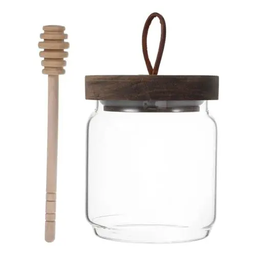 Produktbild: ABOOFAN Stilvolles Honigglas Aus Glas Mit Holzdeckel Bienenhonigglas Behälterglas Zur Aufbewahrung Von Honig Und Marmelade