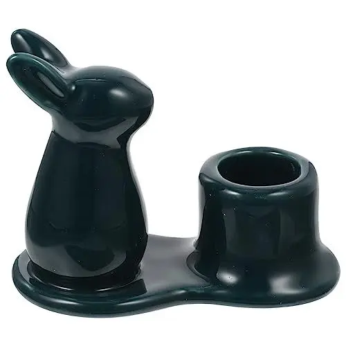 Produktbild: ABOOFAN Kaninchen Kerzenhalter Bleistifthalter Kaninchen Kaninchenfiguren Hasendekorationen Hasen Dekorationen Säulenständer Hase Kerzenhalter Kerzenbecher Keramik Bankett Altmodisch