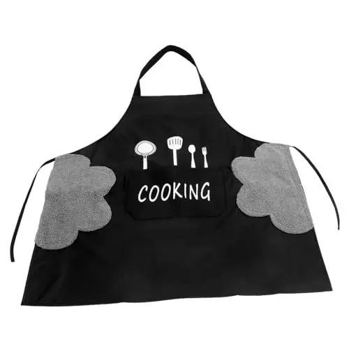 Produktbild: ABOOFAN Kochschürze – Verstellbare Latzschürze Mit Taschen – Schwarze Schürzentaschen – Kochutensilien