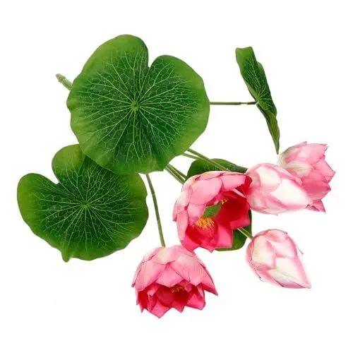Produktbild: ABOOFAN Künstliche Lotusblumen Mit Stielen Aquarium-Dekoration Künstlicher Blumenstrauß Kunststoff-Pflanzenzweige Aquarium-Dekorationen Landschaftsornamente Pool Garten Teich Künstliche