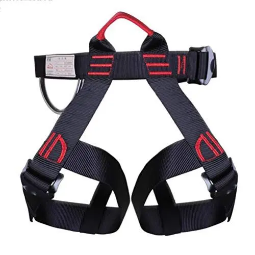 Produktbild: ABOOFAN Outdoor-Klettergeschirr zum Schutz der Taille, Sicherheitsgeschirr für den Halbleiterbereich, Sicherheitsgurt für Downhill, Bergsteigen, Abseilen, Baumklettern (schwarz + rot)
