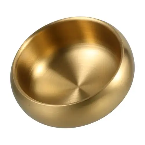 Produktbild: ABOOFAN Reisschüssel aus Edelstahl Doppelwandige Schüssel Multifunktionale Schüssel suppenschüssel Servierschüssel Ramenschale aus Metall Frühstücksschalen Stahlschale Edelstahl 304 Golden