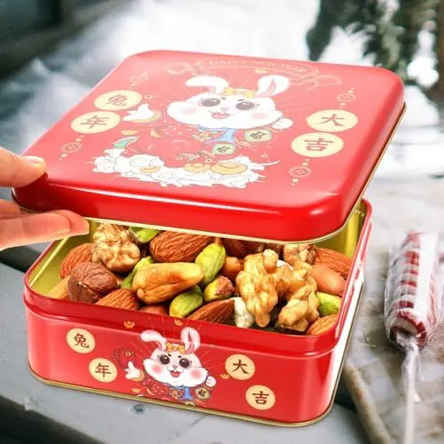 Produktbild: ABOOFAN Schachtel Mit Gemüsekonserven Nussknackern Für Nüsse Snackbehälter Keksdose Für Neujahr Chinesische Neujahrsdosen Für Kekse Keksdosen Aus Weißblech Vorratsbehälter Für