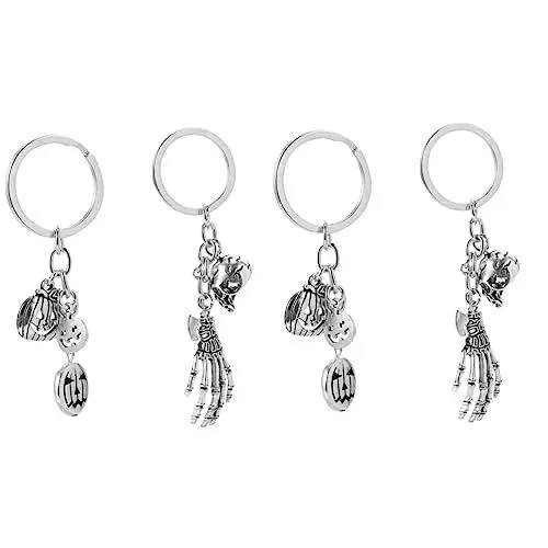 Produktbild: ABOOFAN Schlüsselringe 4 Stück Halloween-schlüsselanhänger Gruseliger Schlüsselanhänger Halloween-schlüsselringe Schmuck Schlüsselanhänger Handtasche Legierung Partybedarf Metall