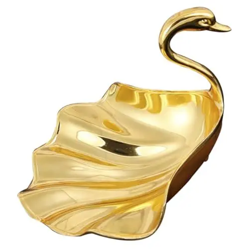 Produktbild: ABOOFAN Gold Pfau Candy Tablett Metall Schmuck Servieren Gericht Küche Snack Organisation Platte