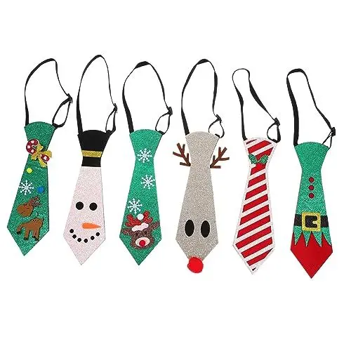 Produktbild: ABOOFAN Weihnachtsdeko 6St Krawatten Weihnachtsfeier-Krawatte weihnachtskrawatte krawatte mit dekorative Krawatte Parteiversorgung Weihnachts-Cosplay-Krawatte Requisiten schmücken