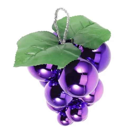Produktbild: ABOOFAN Weihnachtsdekoration Baum gefälschte Traubentrauben Weihnachten Rot Dekorative Weihnachtsanhänger Künstliche Weintrauben Kunstobst aus der Küche Künstliche Früchte Plastik Violett