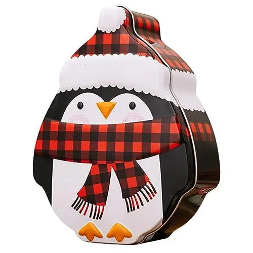 Produktbild: ABOOFAN Weihnachtsdose Aus Blech Pinguin-leckerli-dose Aufbewahrungsbehälter Aus Metall Vorratsdose Keksdose Aus Metall Kleine Dosen Für Süßigkeiten Leere Lebkuchenmann Weißblech