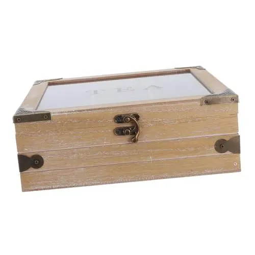 Produktbild: ABOOFAN Teebeutel-Box Aus Holz Organizer Truhe Tee-vorratsdose Glasdeckel für Instant-Kaffee Gewürzpaket