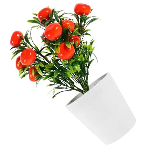 Produktbild: ABOOFAN künstliche orange eingetopfter Orangenbaum künstlicher Obstbaum im Topf kunstpflanze kunstplflanze Pflanzen Anlage Schreibtisch-Fake-Bonsai gefälschte Topfpflanze Mandarine bündeln