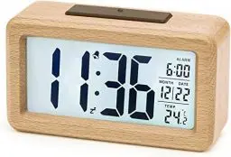 Produktbild: aboveClock Wecker Digital, Holz mit Sensore Moduls, Tischuhr mit Großer Anzeige, Datum, Teperatur Anzeige, Nachtlicht, Digital Uhr mit Snooze Moduls (Batterie Nicht Enthalten)