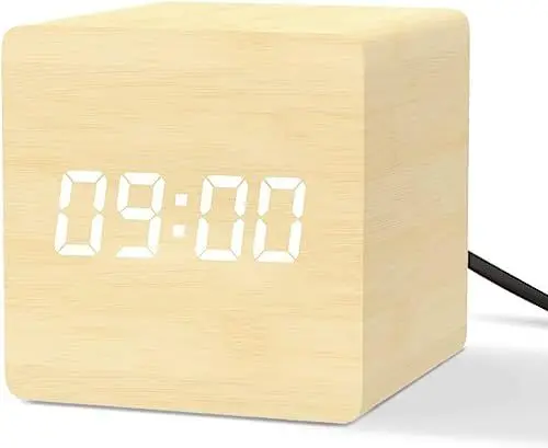 Produktbild: aboveClock Wecker Digital, LED Digitaler Wecker, Tischuhr Digital mit 3 Alarmen, USB-Aufladung, Einstellbare Helligkeit und Lautstärke, 12/24 Stunden<strong>Hellbraun:</strong> 