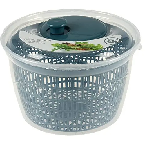 Produktbild: ABRUS® Salatschleuder, 5 l, sortiertes Schleudersieb und Schnelltrockner, Salat & Gemüsespinne mit Schleuder (Blaugrün)