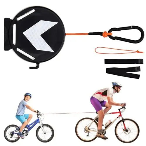 Produktbild: Abschleppseil Fahrrad Kinder, 2M Einziehbare Fahrrad Traktionsseil, Passt für alle Lenker, 264 lbs Tragkraft, Zubehör, Abschleppsystem für Kinderfahrräder, E-Bikes, Kinder MTB Bike