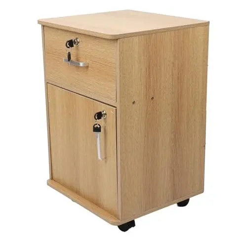 Produktbild: Rollbarer Aktenschrank, Mobiler Aktenschrank aus Holz mit Schubladen, Abschließbar, Unter Dem Schreibtisch, Mobiler Aktenschrank mit Mehreren Schubladen, Rollen, für das Heimbüro
