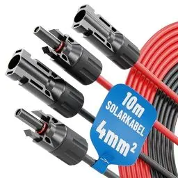 Produktbild: 2X 10 Meter Solarkabel 4mm2 H1Z2Z2-K schwarz & rot - PV Kabel 4mm2 UV-beständig - Solarleitung 4mm2, PV Leitung, Photovoltaik Montage Zubehör, Solar Kabel 4qmm von ABSINA
