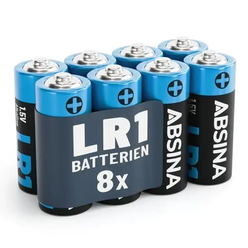 Produktbild: ABSINA 8X Batterie LR1 N Lady für Garagentoröffner, Taschenrechner und vieles mehr - Lady Batterie 1,5V Alkaline auslaufsicher & mit Langer Haltbarkeit - Batterie N, E90 Batterie, LR1 Batterie 1,5V
