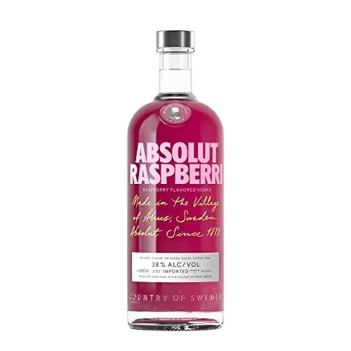 Produktbild: Absolut Vodka Raspberri – Absolut Vodka mit Himbeer Aroma – Schwedischer Klassiker – Ideal für Cocktails und Longdrinks – 1 x 1 l