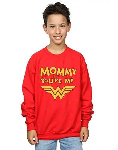 Produktbild: Absolute Cult DC Comics Jungen Wonder Woman Mummy You're My Hero Sweatshirt Rot 7-8 Years