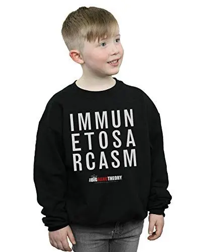 Produktbild: Absolute Cult The Big Bang Theory Jungen Immune to Sarcasm Sweatshirt Schwarz 5-6 Years