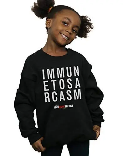 Produktbild: Absolute Cult The Big Bang Theory Mädchen Immune to Sarcasm Sweatshirt Schwarz 5-6 Years