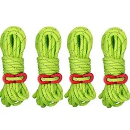 Produktbild: Abspannseile,4 Stück Spannseile Leuchtend Reflektierend Zeltschnur Reissfest Camping Schnur mit Seilspanner,Für Camping Zelt Wandern,(Ø 4mm * Länge 4m) (Grün Fluoreszierend)