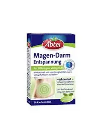 Produktbild: Abtei Magen Darm Entspannung - bei Blähungen, Völlegefühl und Aufstoßen - hochdosiert - mit Simeticon - Pfefferminzgeschmack - 1 x 20 Kautabletten